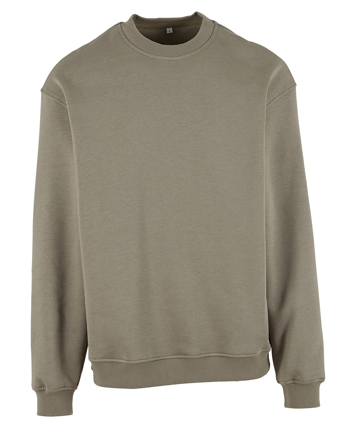 Build Your Brand Loose-fit sweatshirt in Pale Olive, front view