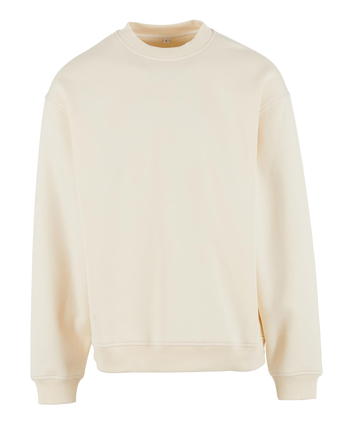 Build Your Brand Loose-fit sweatshirt in White Sand, front view