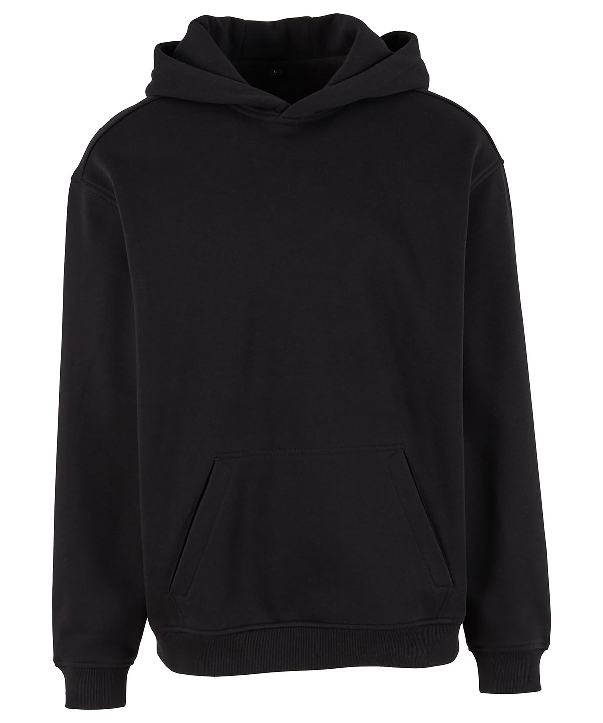 Build Your Brand Loose-fit hoodie in Black, front view