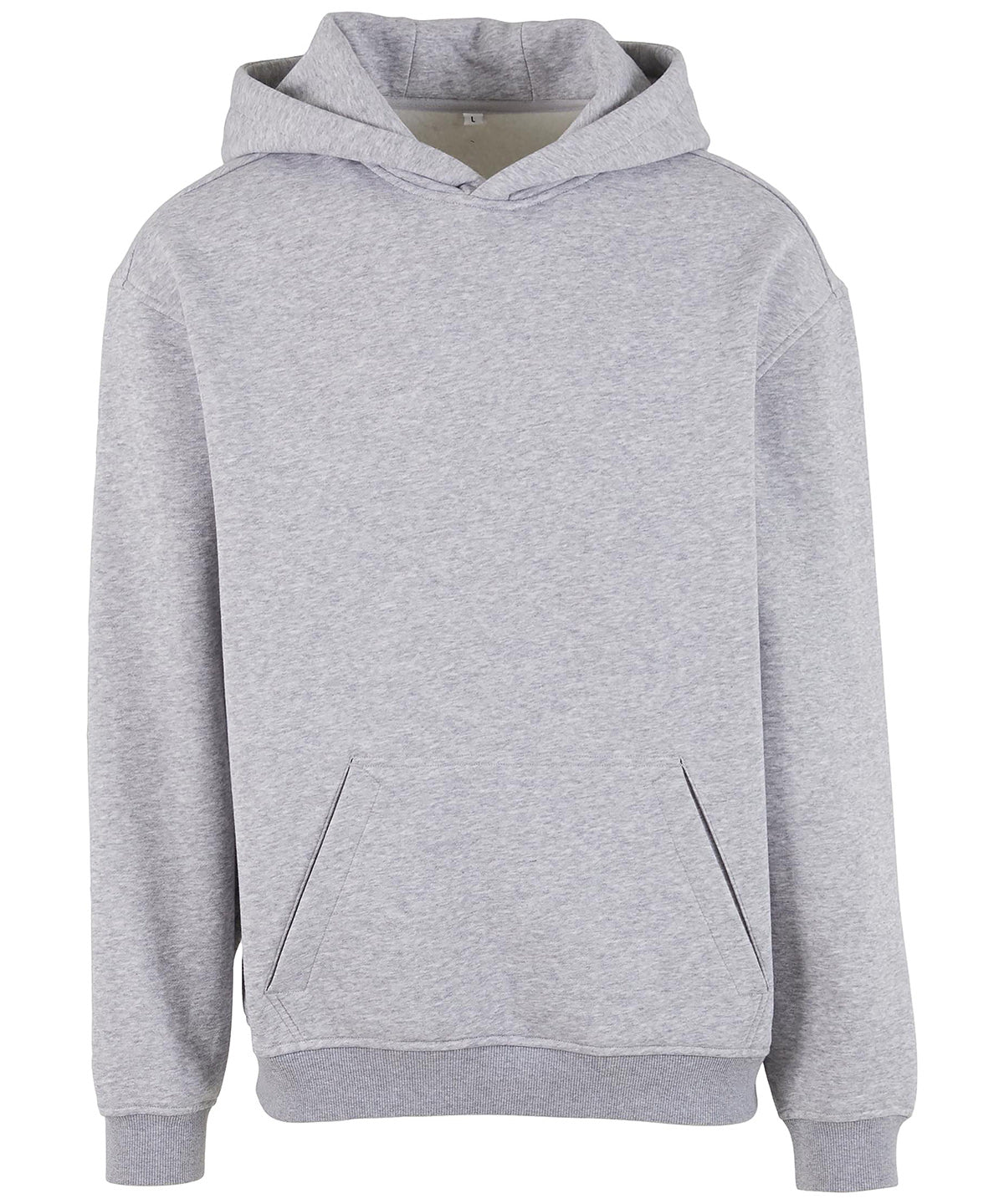 Build Your Brand Loose-fit hoodie in Heather Grey, front view