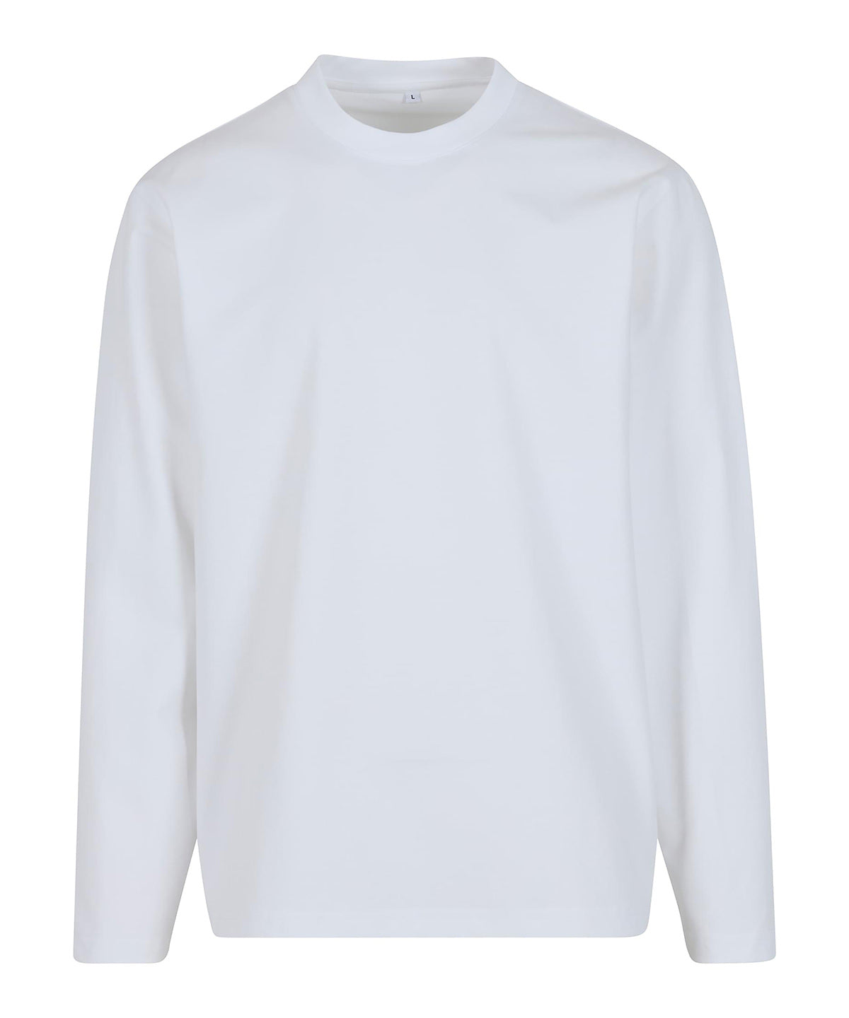 Build Your Brand Sorona loose long sleeve in White, front view