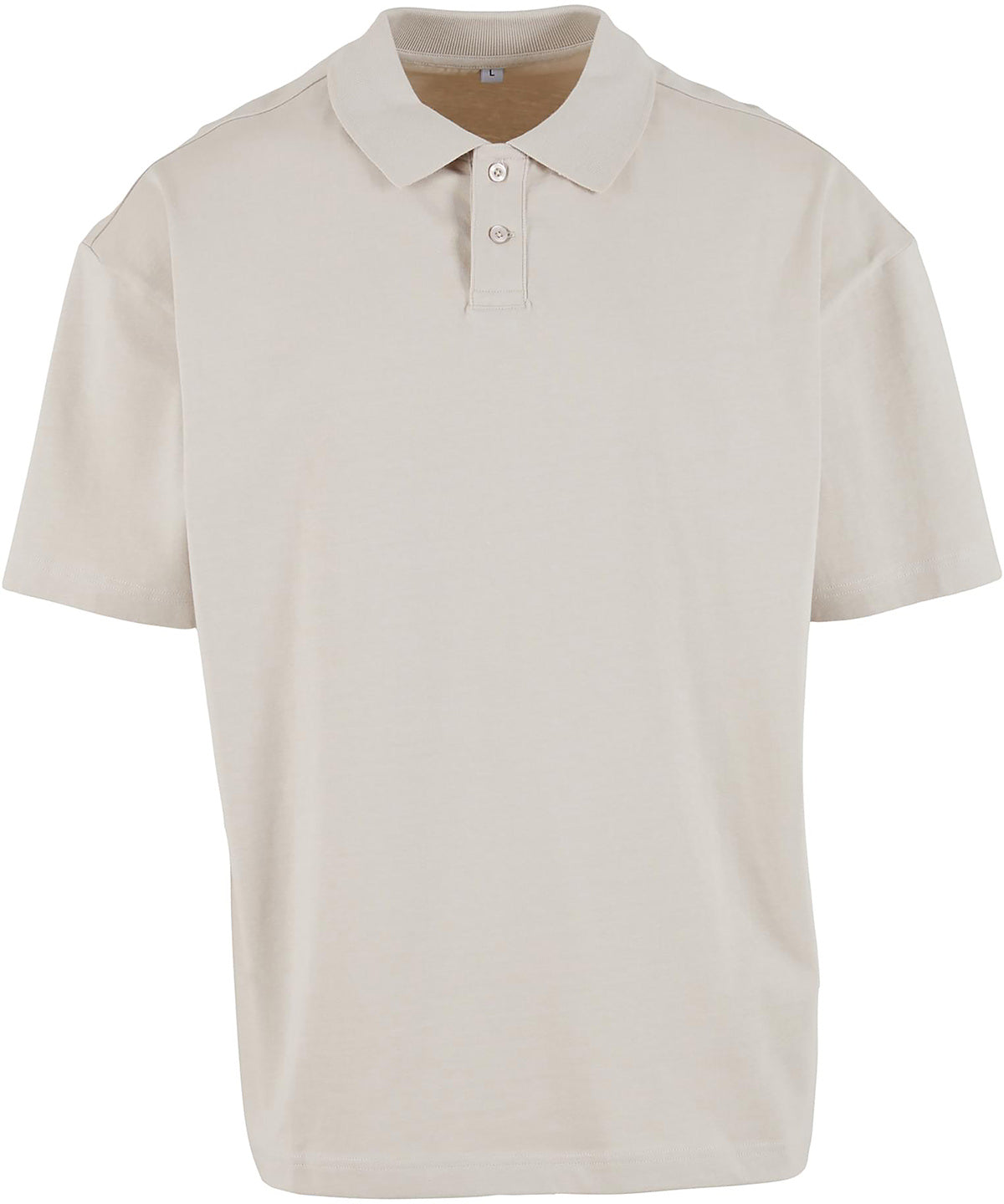Build Your Brand Oversized polo shirt in Cloud, front view