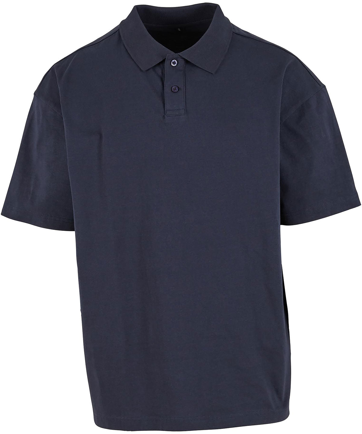 Build Your Brand Oversized polo shirt in Navy, front view
