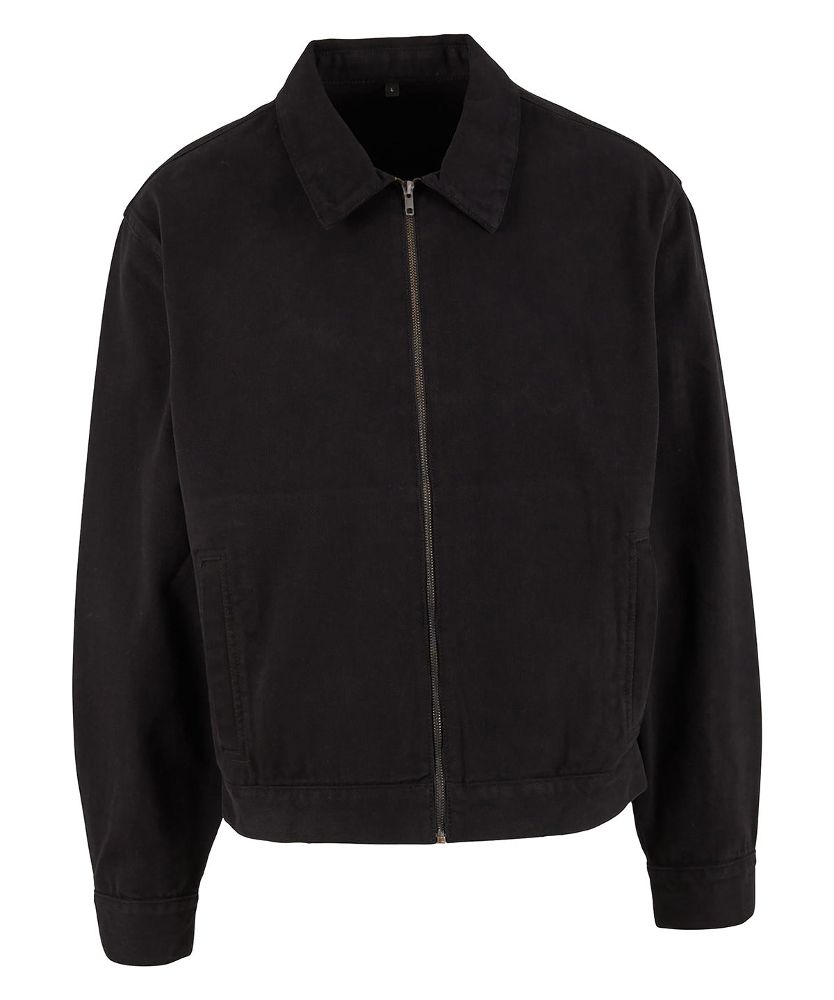Build Your Brand Basic workwear jacket in Black, front view