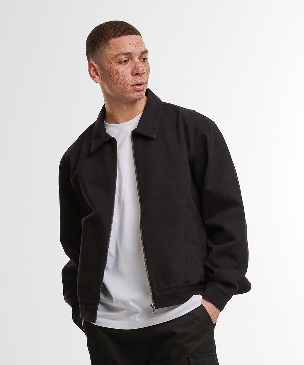 Build Your Brand Basic workwear jacket, lifestyle photo