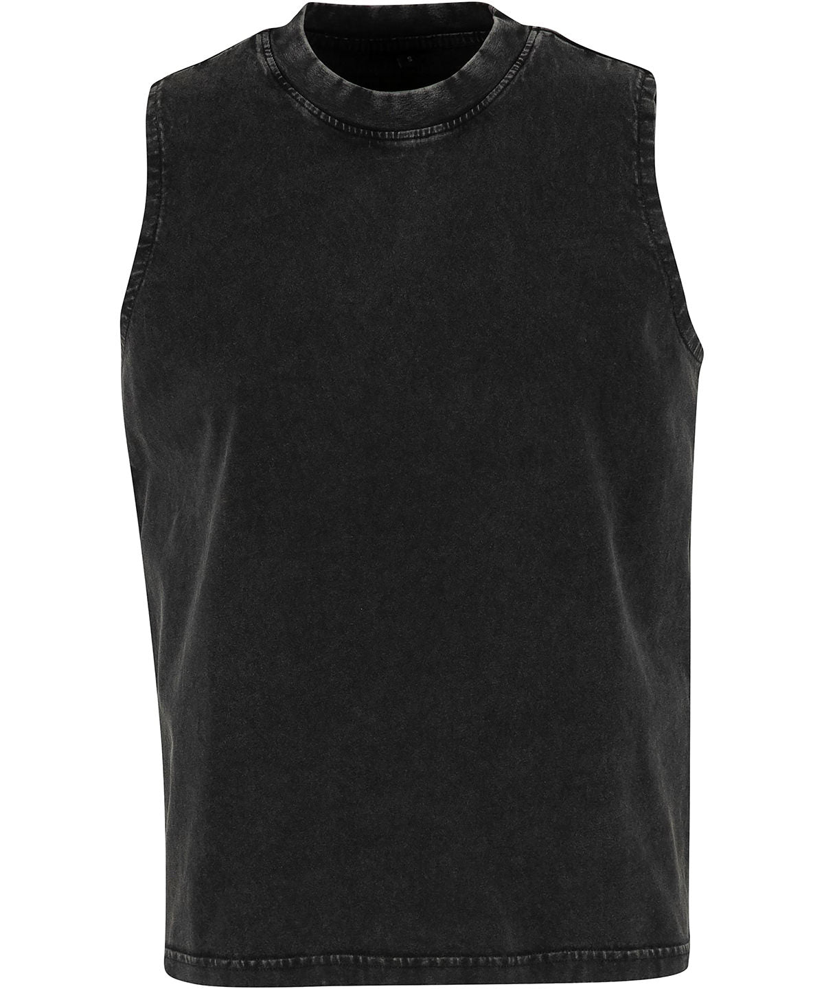 Build Your Brand Women’s vintage washed sleeveless tee in Black, front view