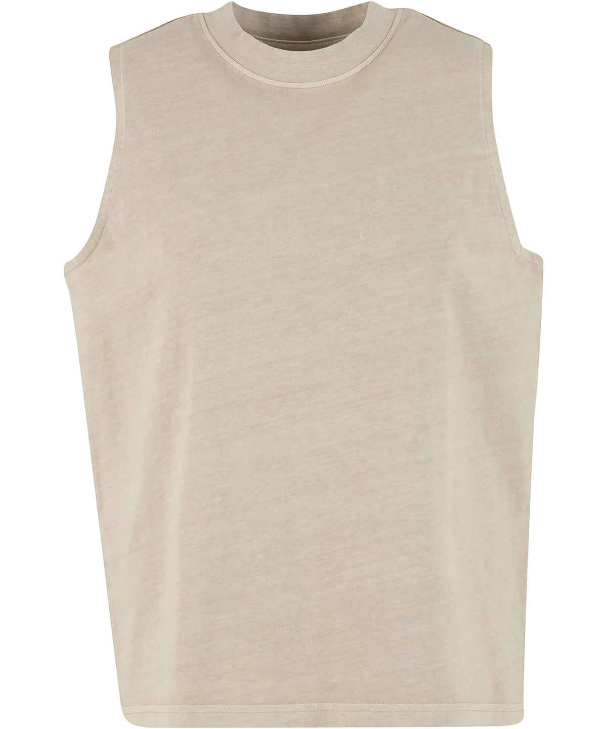 Build Your Brand Women’s vintage washed sleeveless tee in Chalk Dust, front view