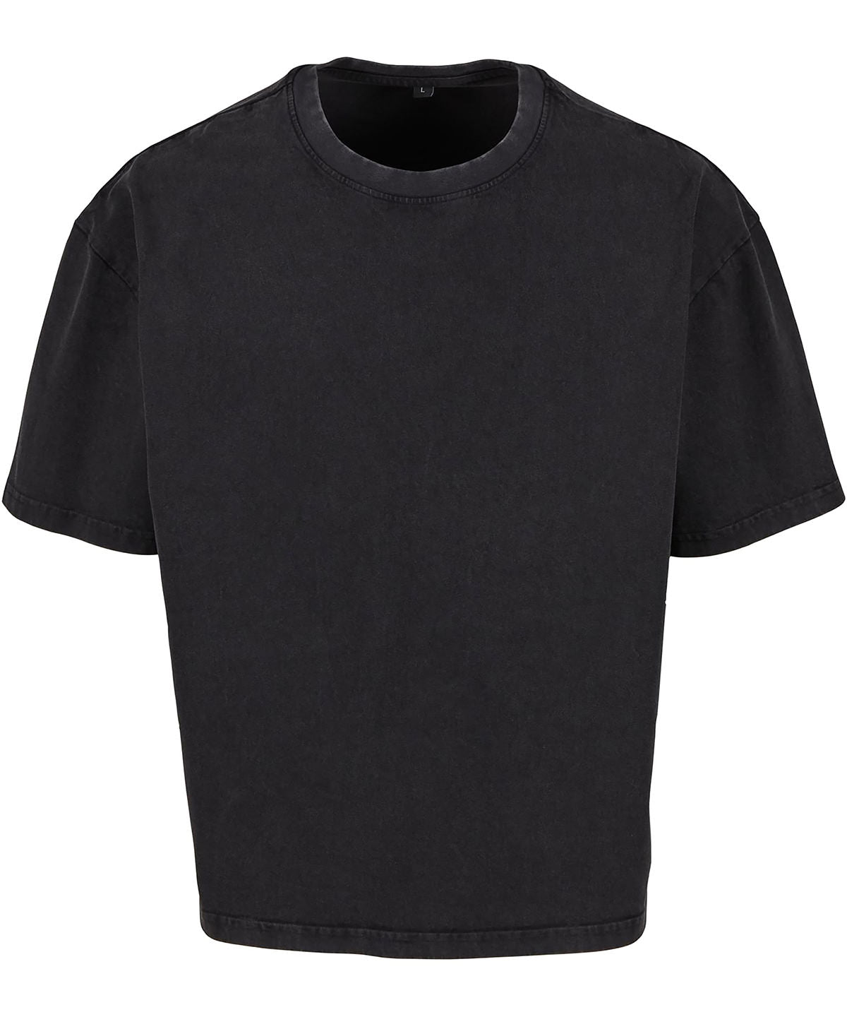 Build Your Brand Vintage cropped heavy oversized tee in Black, front view
