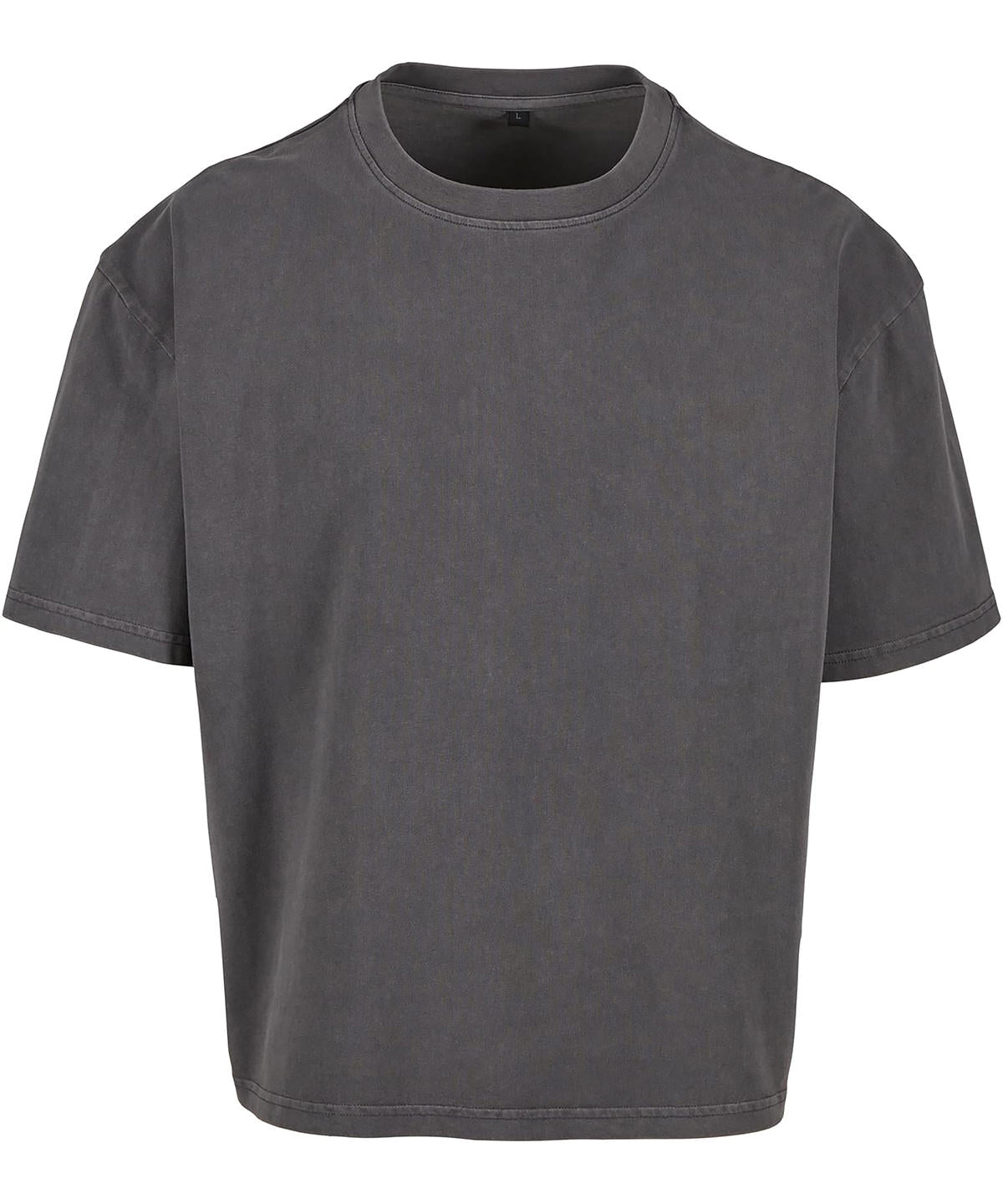 Build Your Brand Vintage cropped heavy oversized tee in Magnet, front view