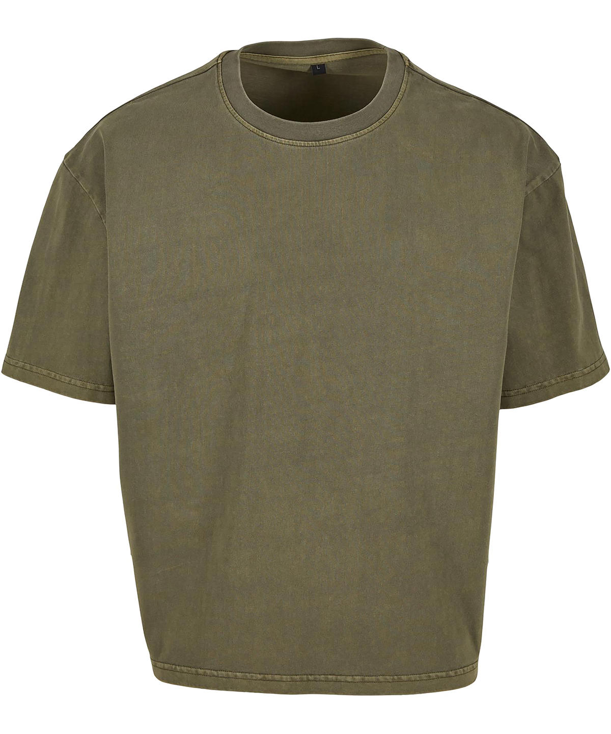 Build Your Brand Vintage cropped heavy oversized tee in Warm Khaki, front view