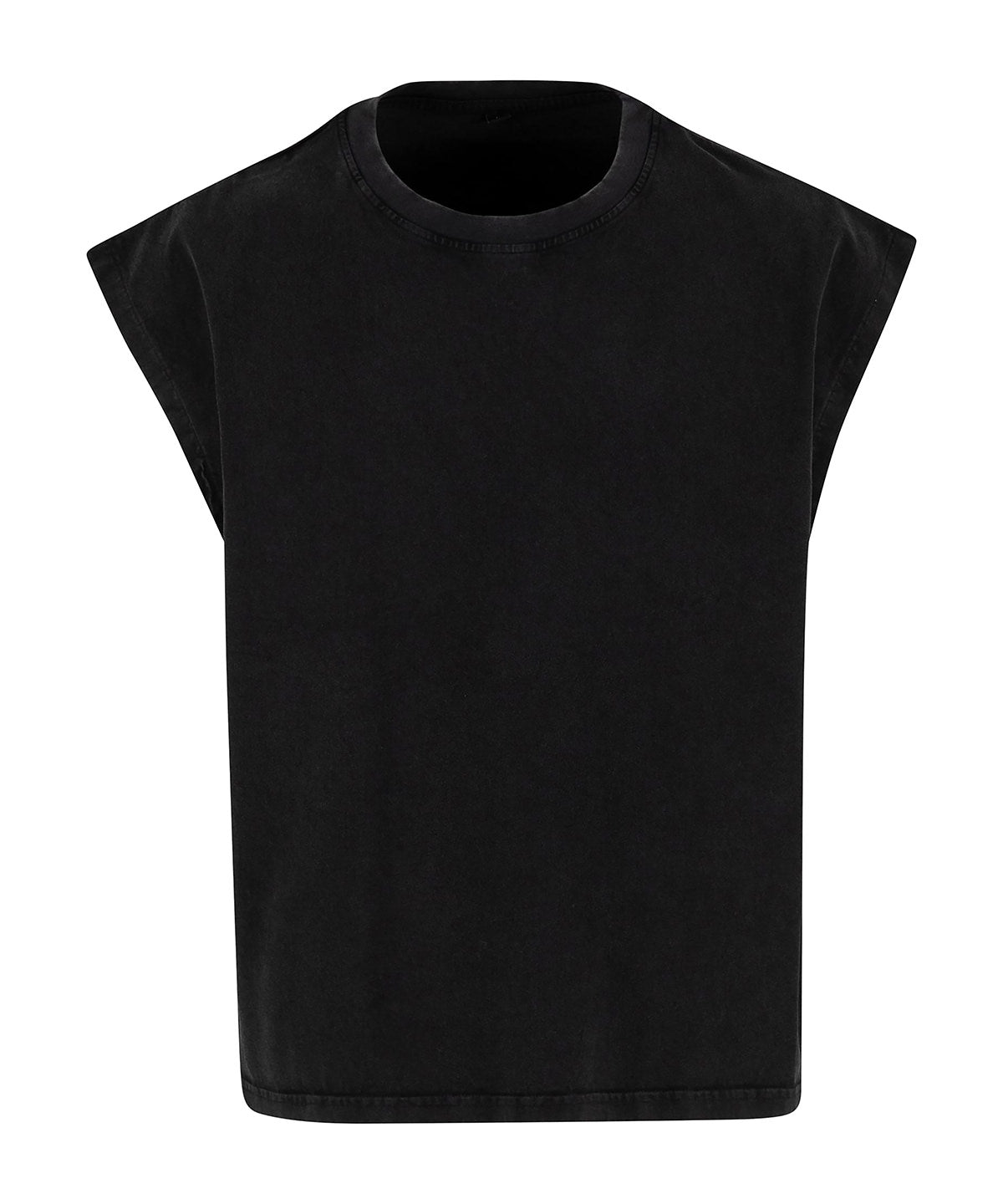 Build Your Brand Vintage cropped heavy sleeveless tee in Black, front view