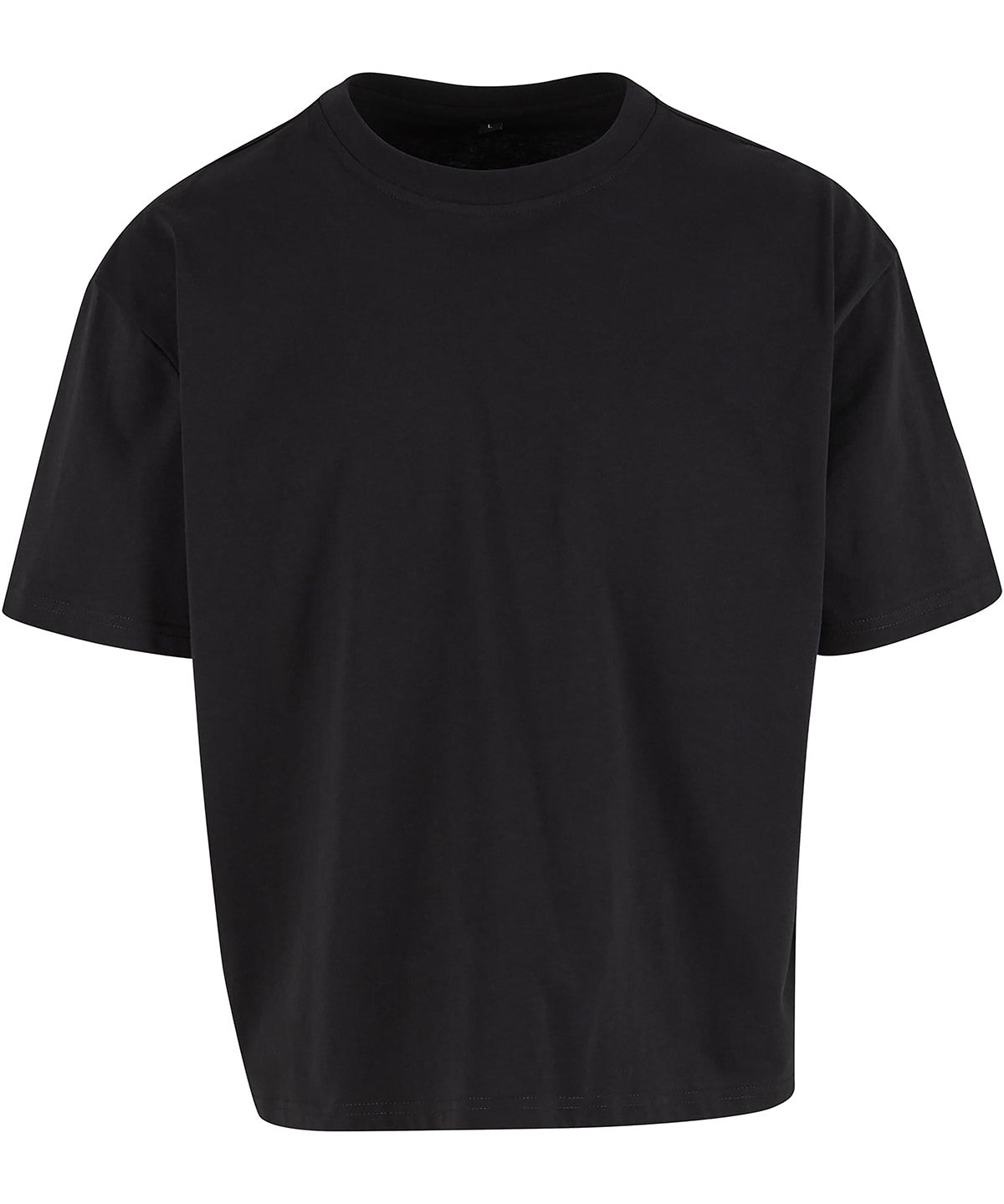 Build Your Brand Cropped oversize tee in Black, front view