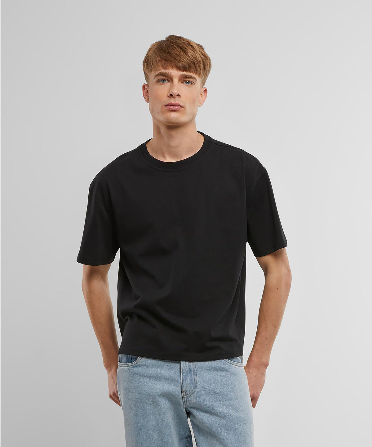 Build Your Brand Cropped oversize tee, lifestyle photo
