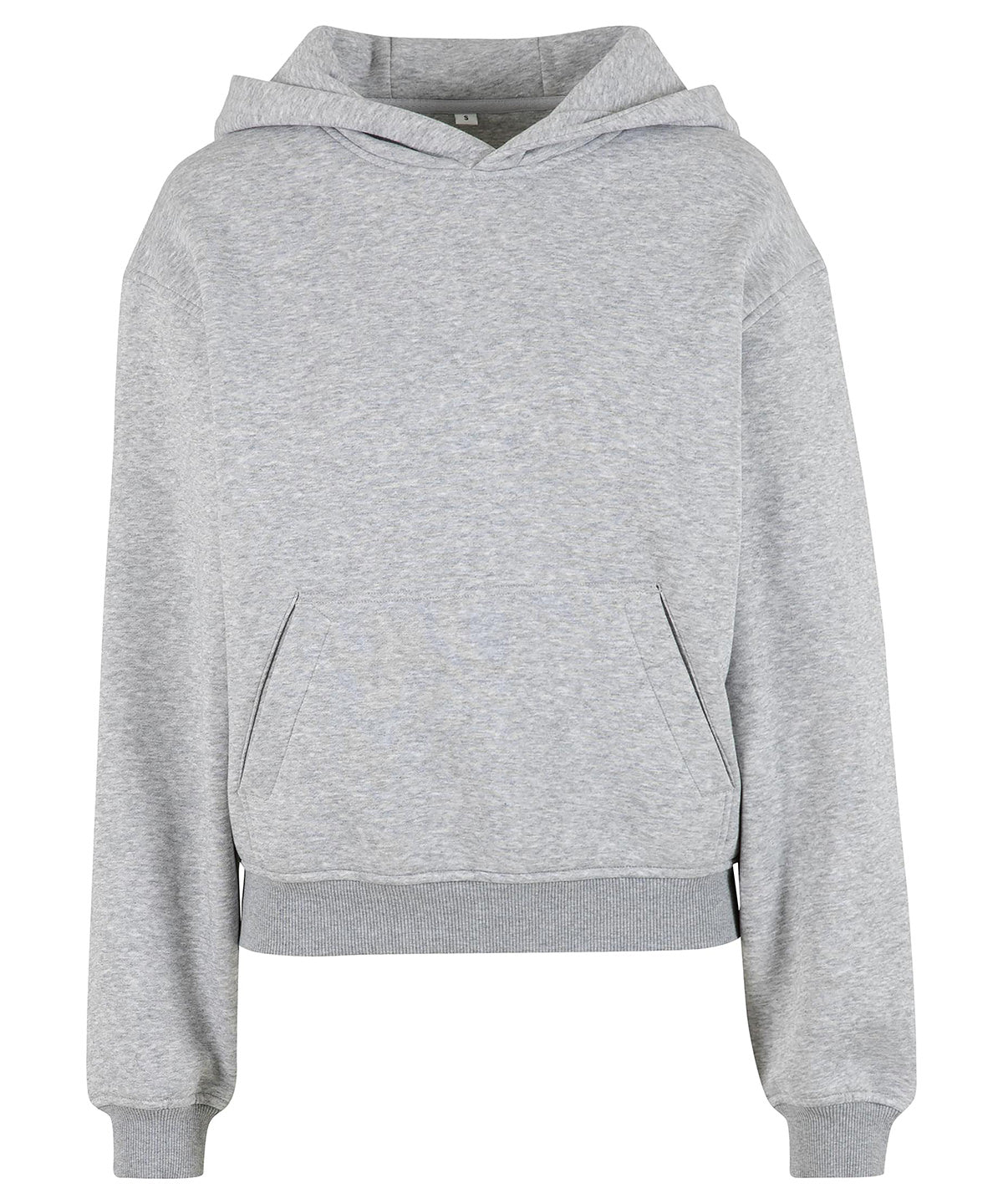 Build Your Brand Women’s loose-fit hoodie in Heather Grey, front view