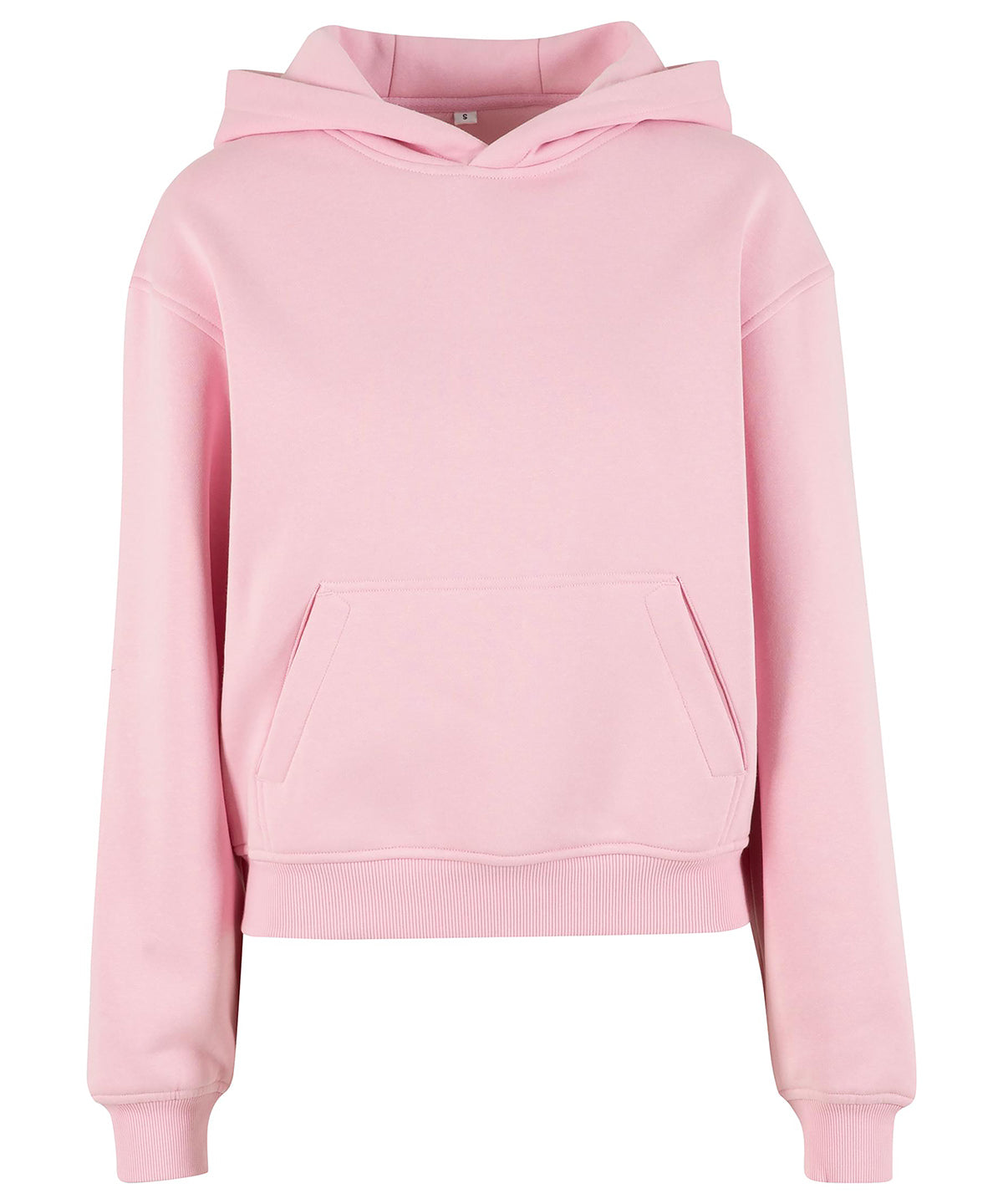 Build Your Brand Women’s loose-fit hoodie in Soft Pink, front view
