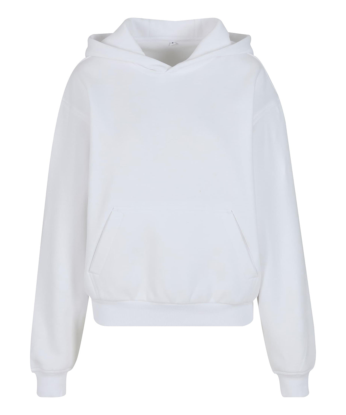 Build Your Brand Women’s loose-fit hoodie in White, front view