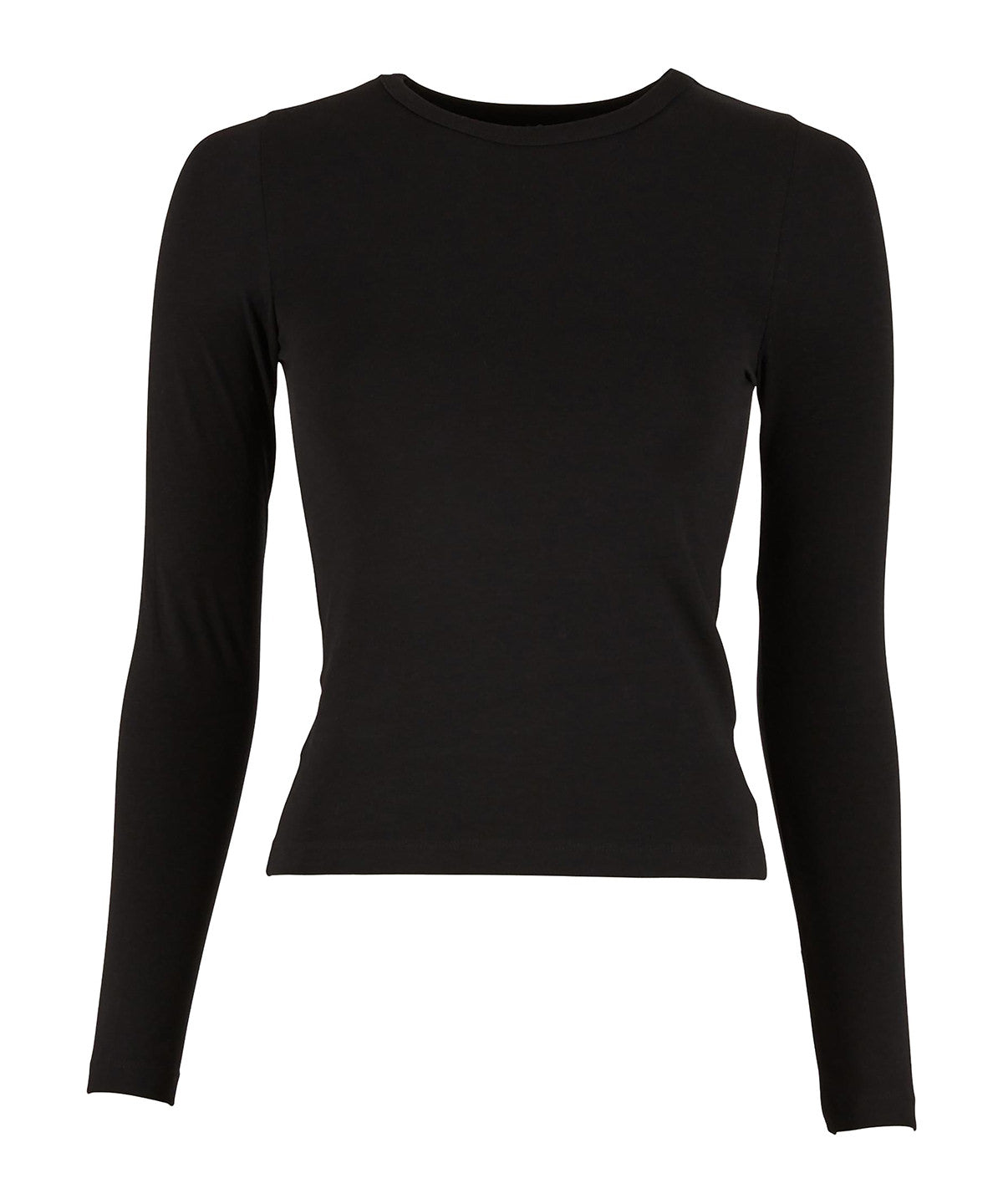 Build Your Brand Women’s ultra slim long sleeve in Black, front view