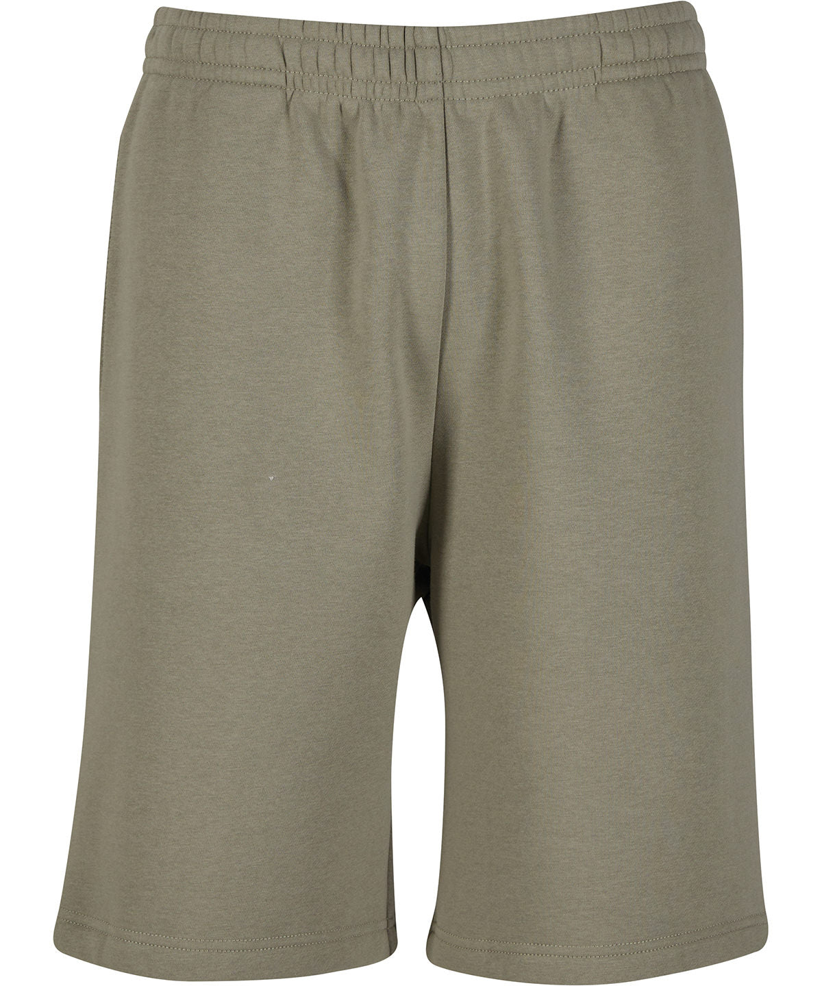 Build Your Brand Fluffy sweat shorts in Pale Olive, front view