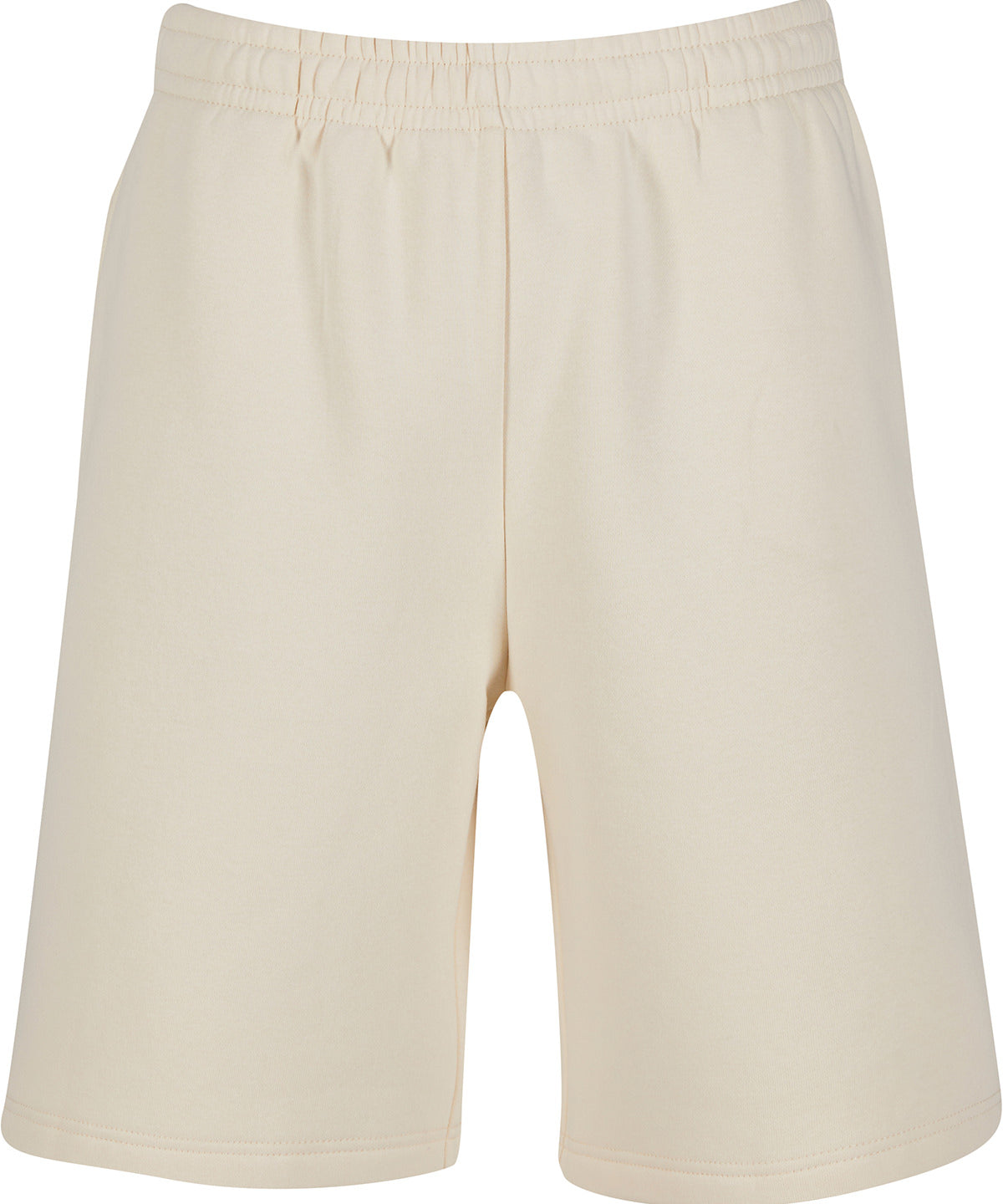 Build Your Brand Fluffy sweat shorts in White Sand, front view
