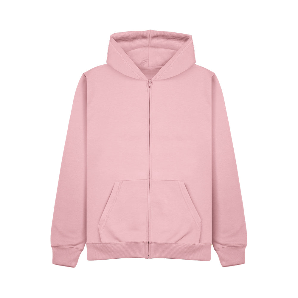 Cotton Ridge CR04K Nebula Kids Comfort Cut Zip Hoodie in Baby Pink, front view