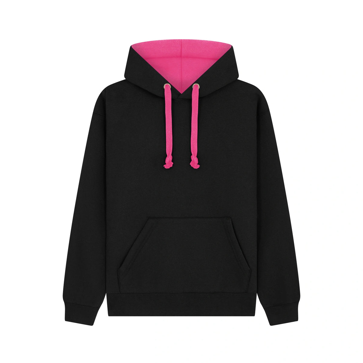 Cotton Ridge W73 Eclipse Premium contrast Hoodie in Black/Fuchsia, front view