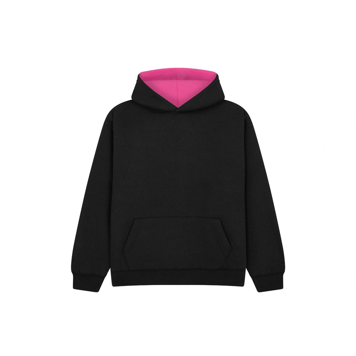 Cotton Ridge W73K Eclipse Premium kids contrast hoodie in Black/Fuchsia