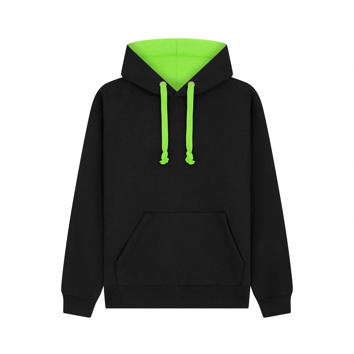Cotton Ridge W73 Eclipse Premium contrast Hoodie in Black/Neon Green