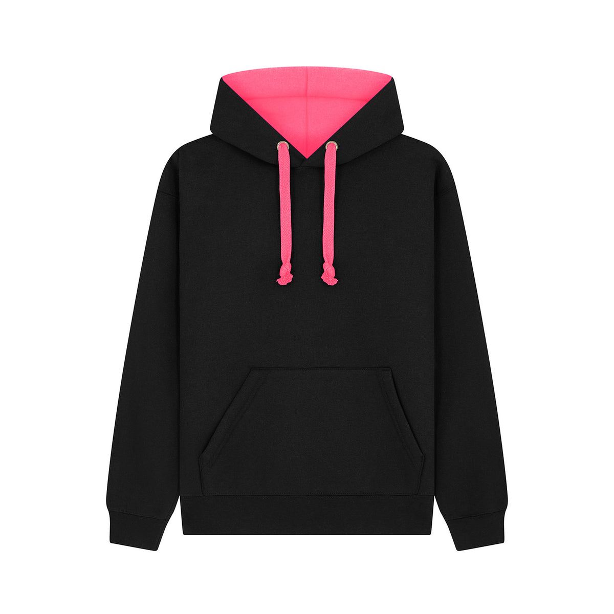 Cotton Ridge W73 Eclipse Premium contrast Hoodie in Black / Neon Pink