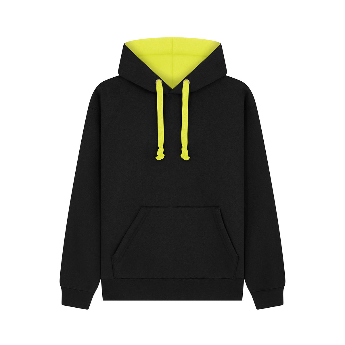 Cotton Ridge W73 Eclipse Premium contrast Hoodie in Black / Neon Yellow