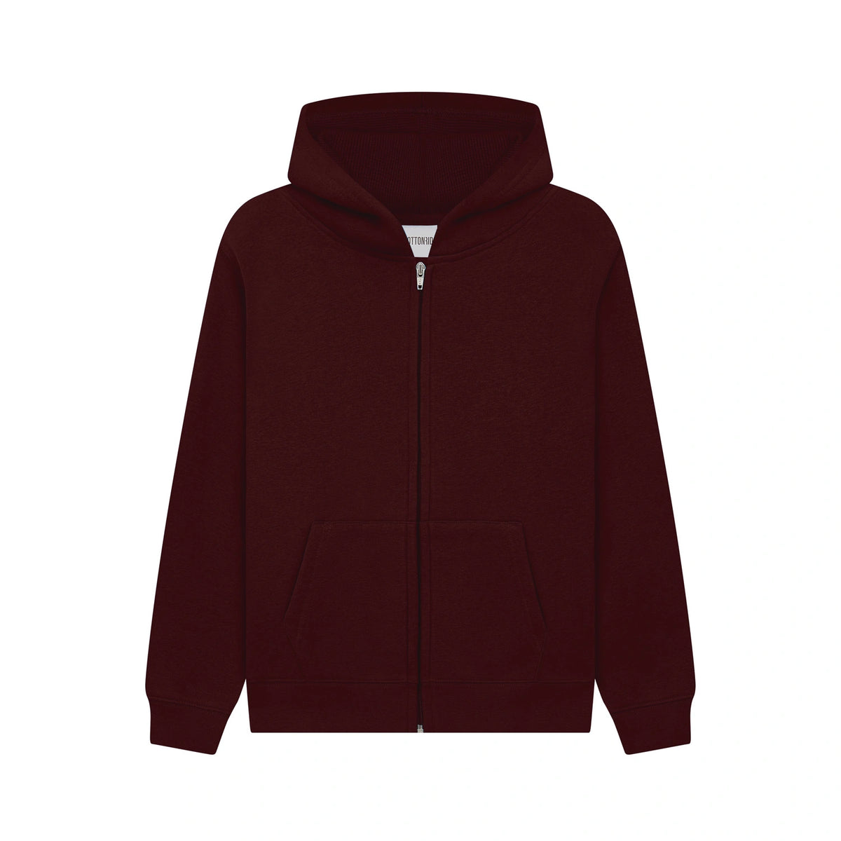 Cotton Ridge CR04K_v2.0 Nebula Kids Comfort Cut Zip Hoodie in Burgundy, front view
