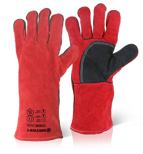 Click Beeswift Welders Gauntlet Gloves 14" Reinforced Palm, main product image