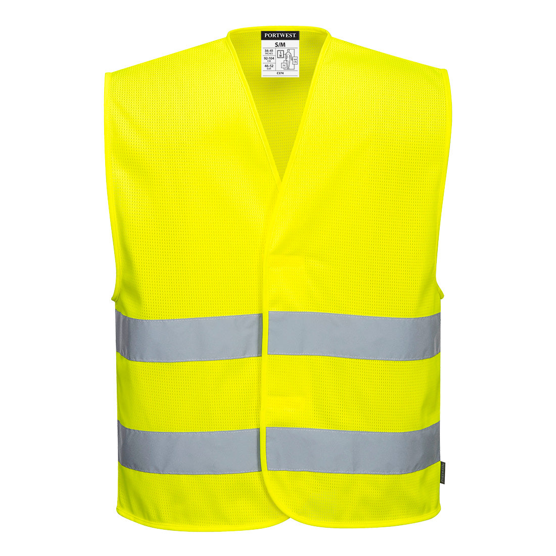 Portwest Hi-Vis Mesh Two Band Vest in Yellow, main product image