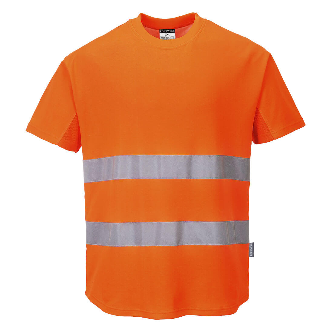Portwest Hi-Vis Cotton Comfort Mesh Insert T-Shirt S/S in Orange, main product image