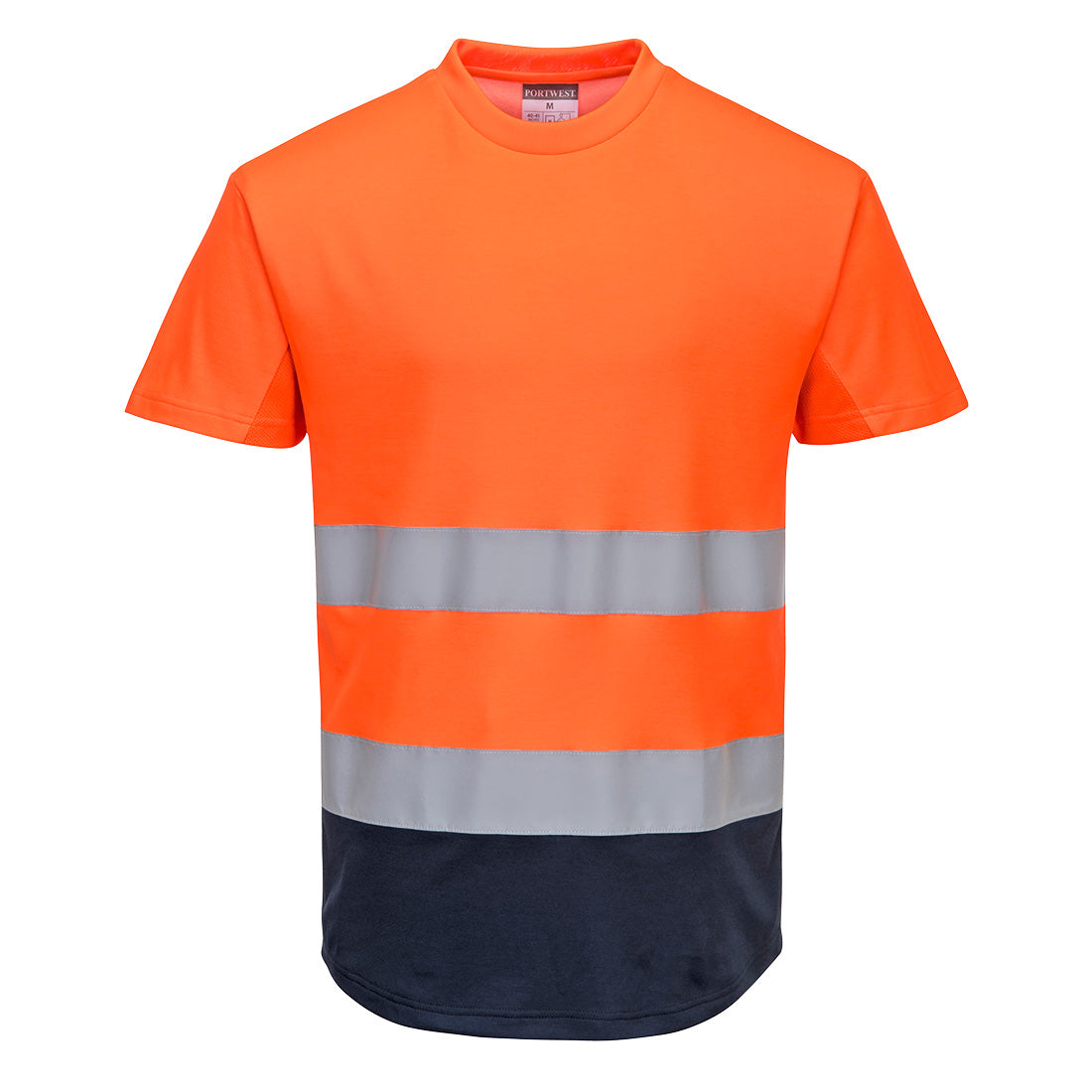 Portwest Hi-Vis Contrast Mesh Insert T-Shirt S/S in Orange/Navy, main product image