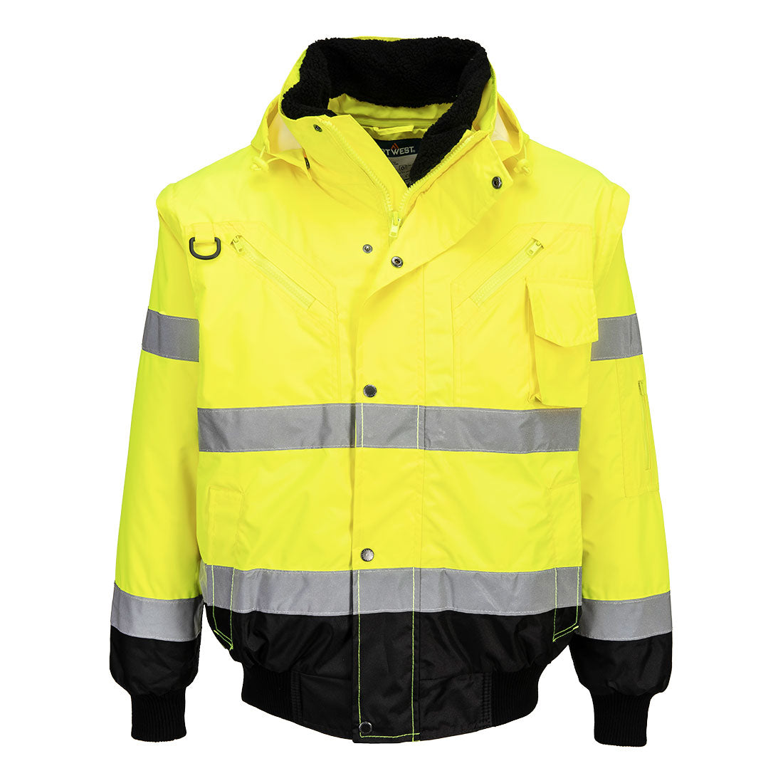 Portwest Hi-Vis 3-in-1 Contrast Bomber Jacket in Yellow/Black, image 3