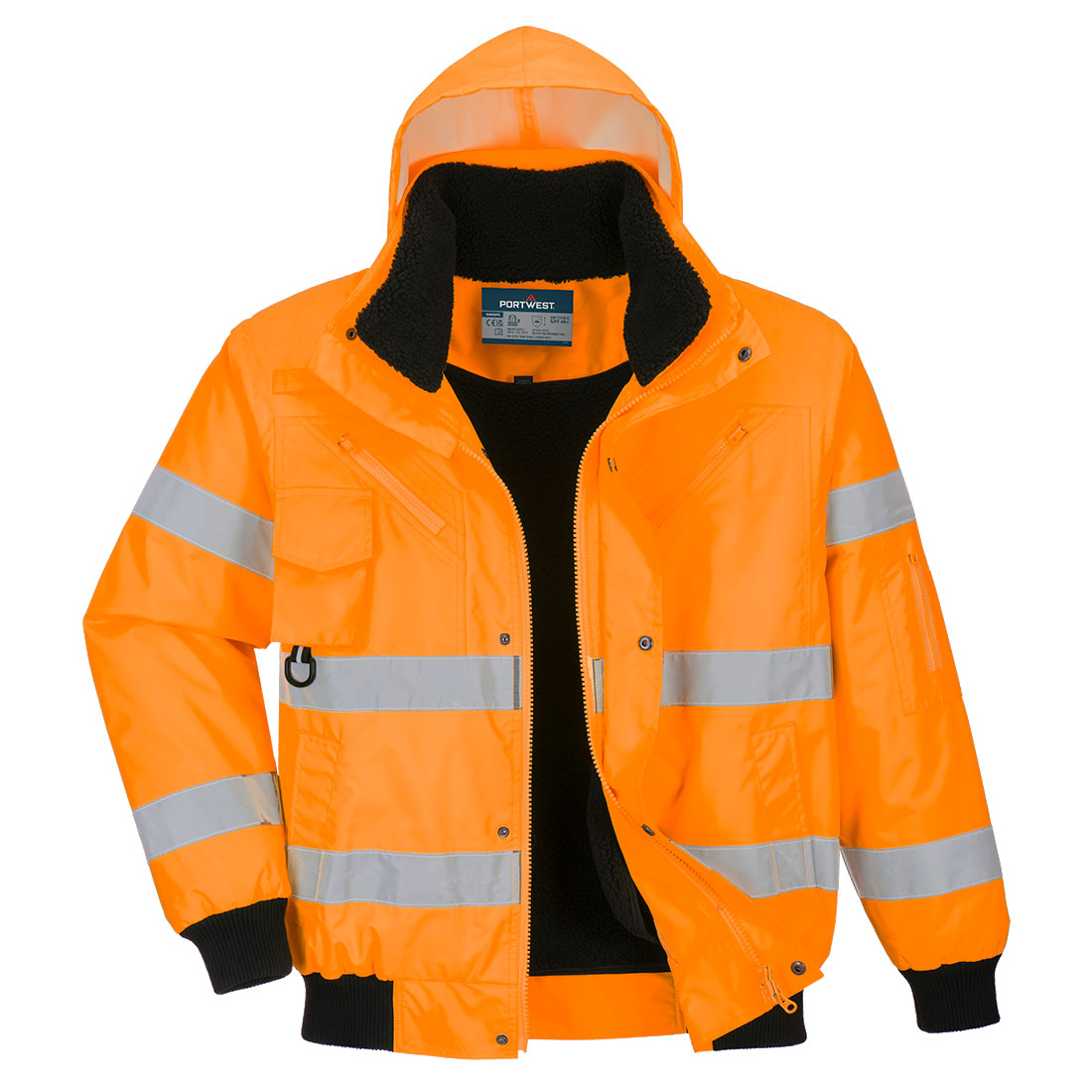 Portwest Hi-Vis 3-in-1 Bomber Jacket in Orange, main product image
