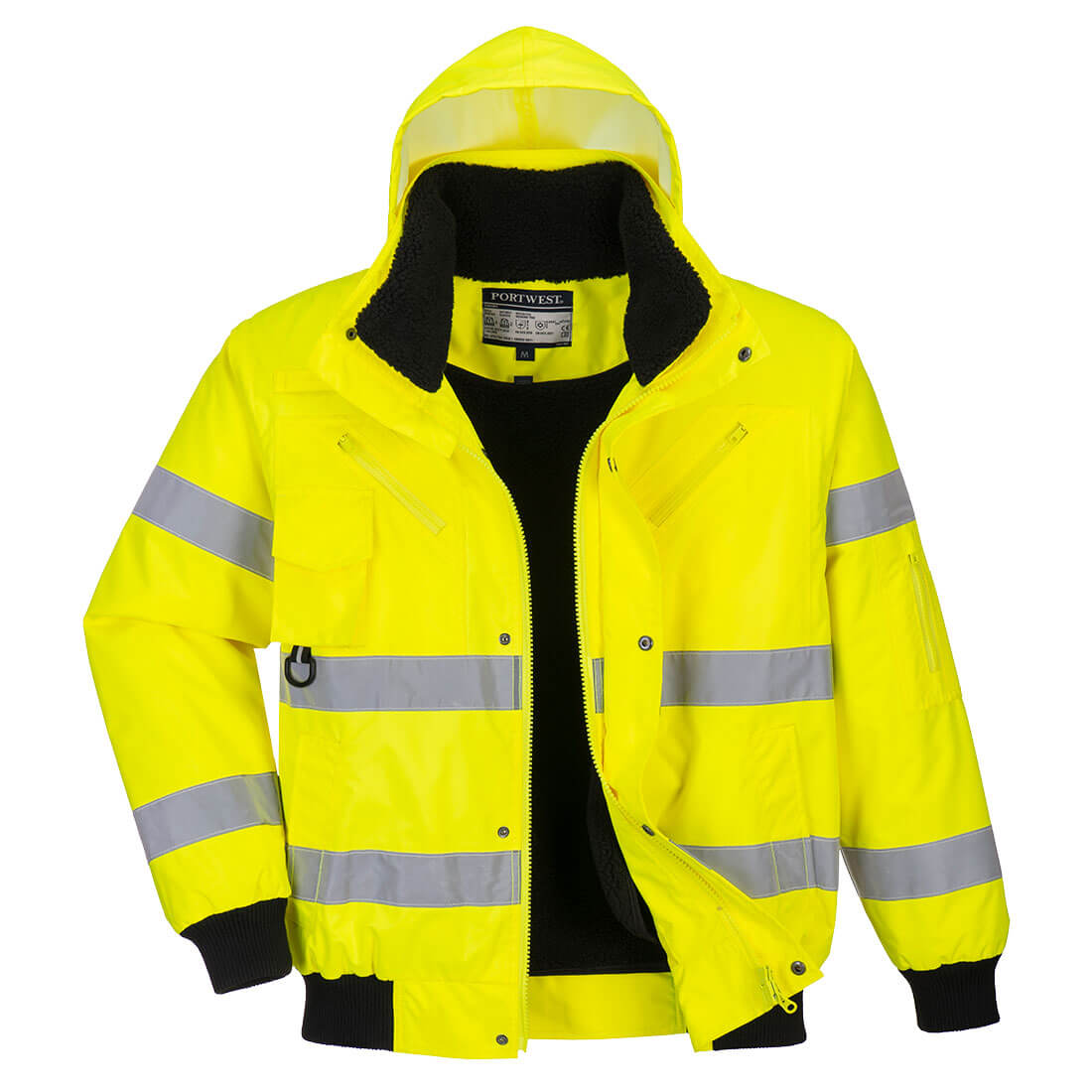 Portwest Hi-Vis 3-in-1 Bomber Jacket in Yellow, image 2
