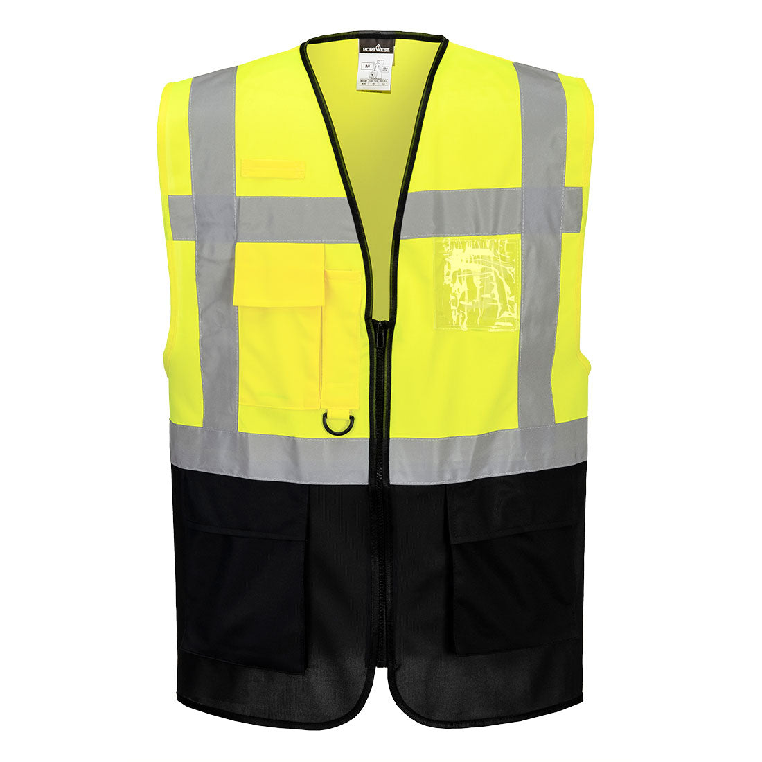 Portwest Warsaw Hi-Vis Contrast Executive Vest in Yellow/Navy, image 5