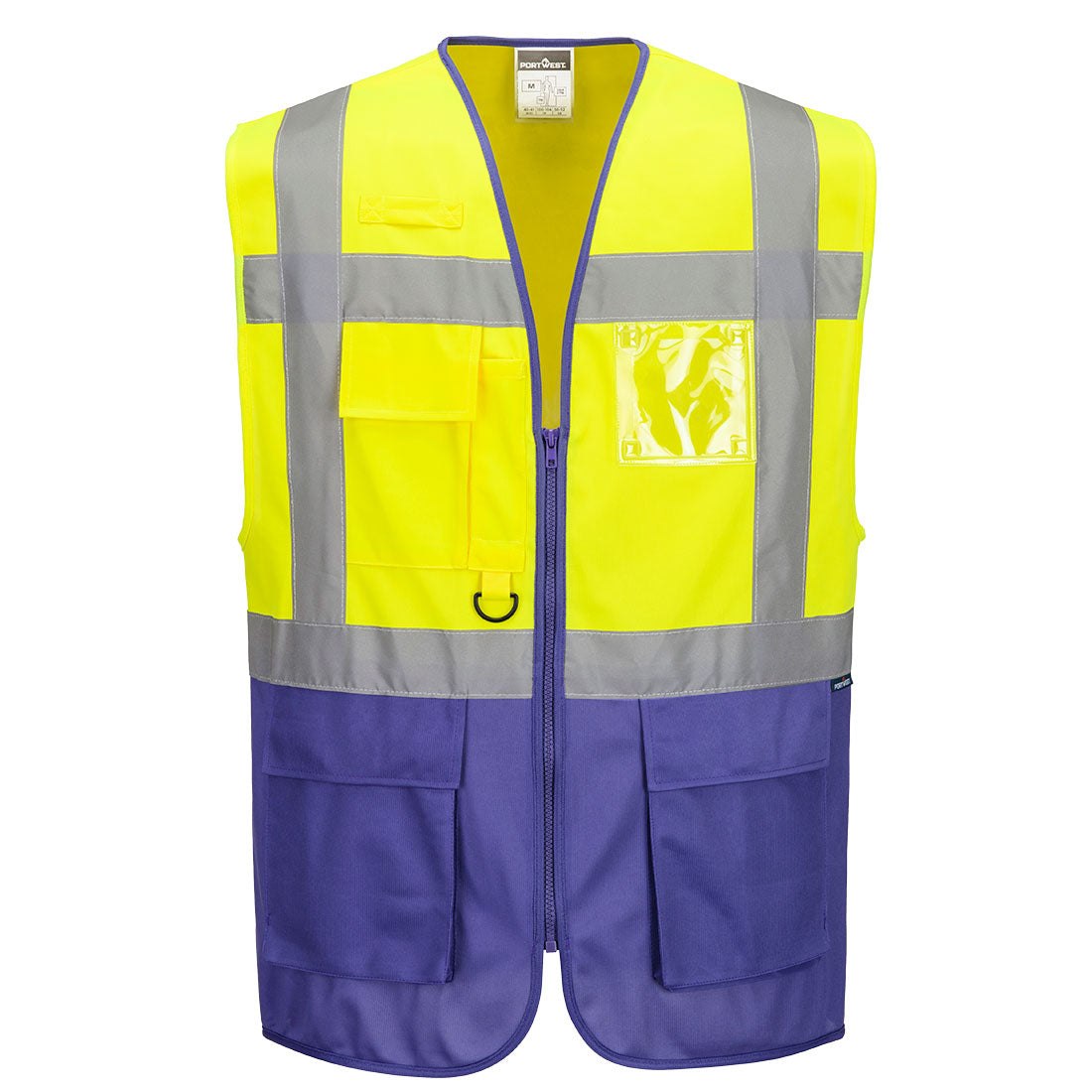 Portwest Warsaw Hi-Vis Contrast Executive Vest in Yellow/Purple, image 6