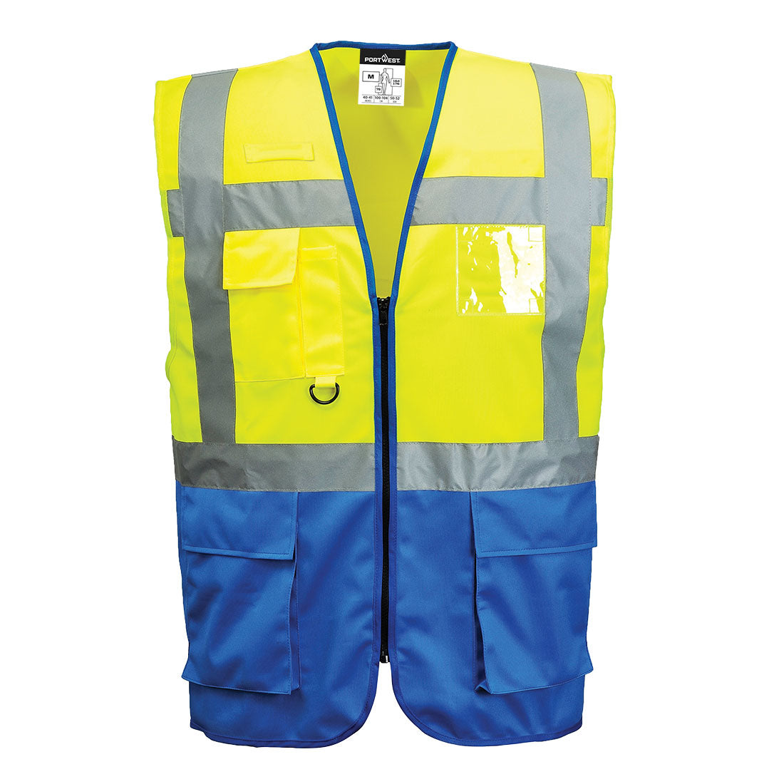 Portwest Warsaw Hi-Vis Contrast Executive Vest in Yellow/Royal, image 7