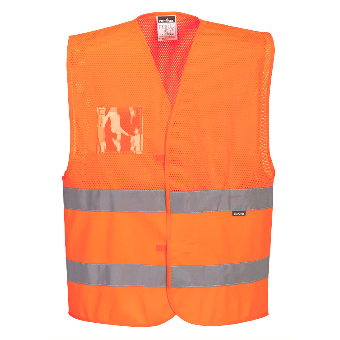 Portwest Hi-Vis Half Mesh Two Band Vest in Orange, main product image