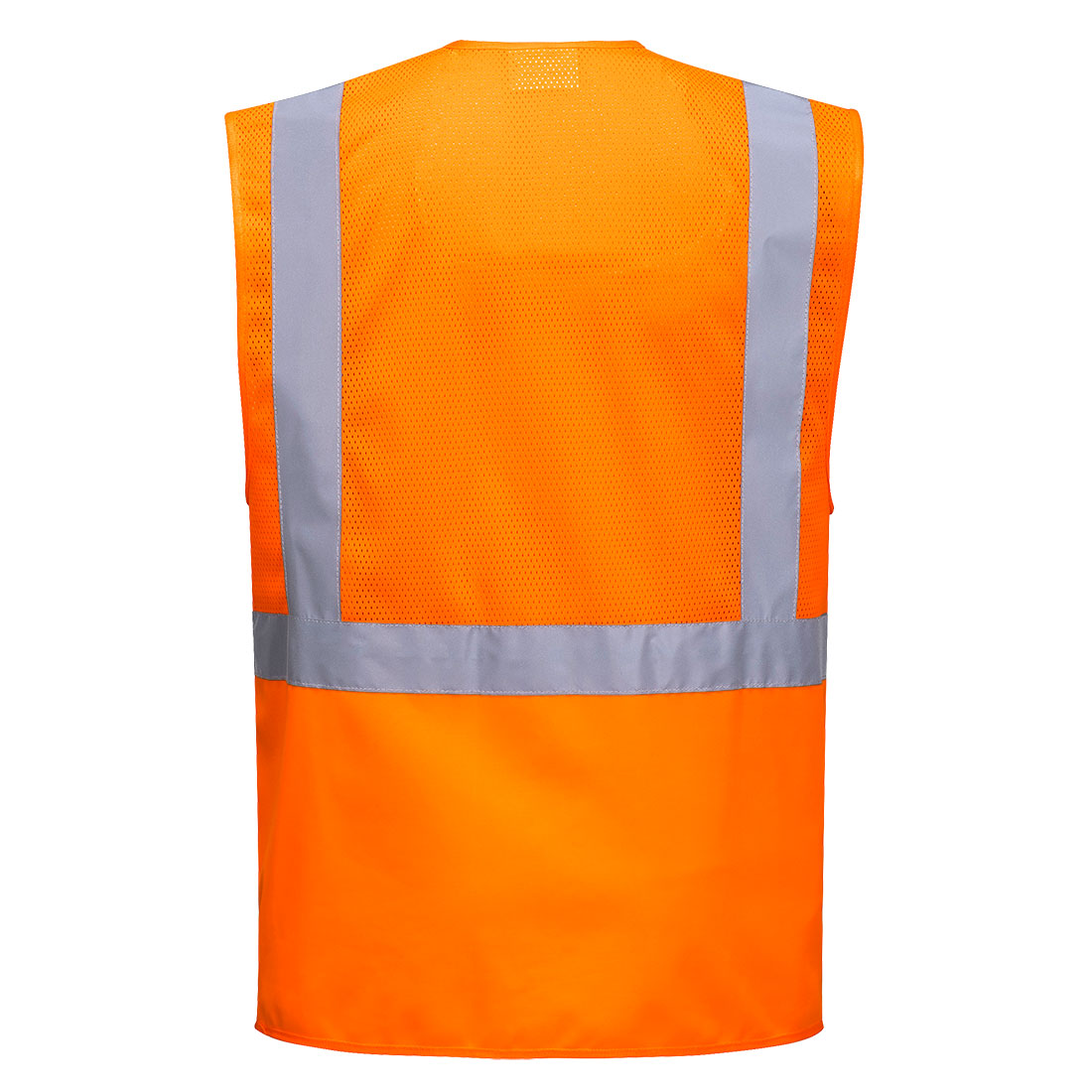 Portwest C496 Madrid Hi-Vis Half Mesh Executive Vest in Orange, back view