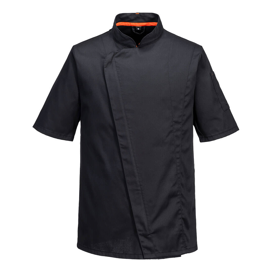 Portwest Chef's Mesh Air Pro Asymmetrical Jacket S/S in Black, main product image