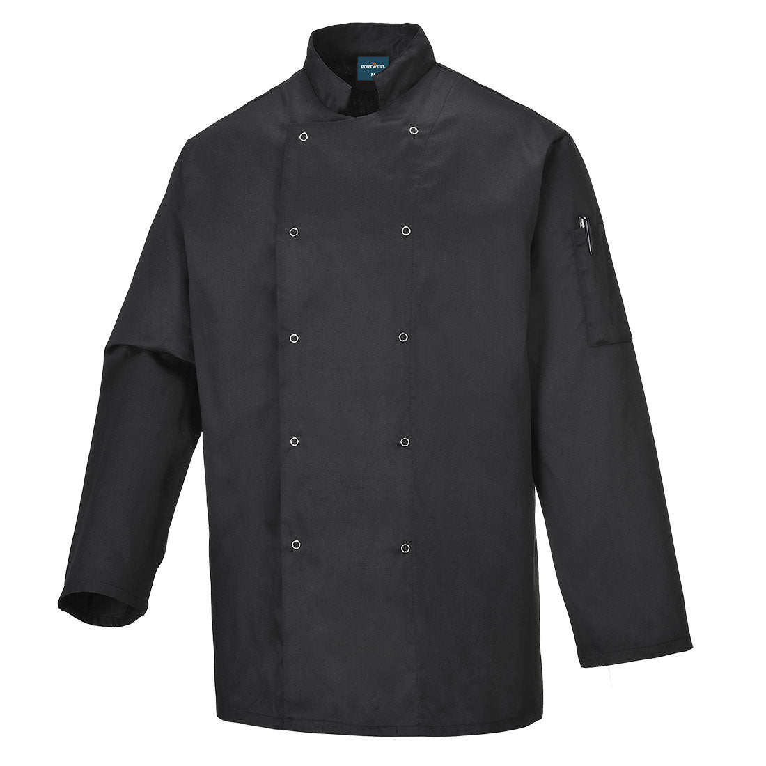 Portwest Chef's Suffolk Jacket L/S in Black, main product image