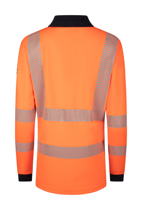 Click CAF001HO ARC Flash Womens Polo Shirt Hi Vis Orange back view