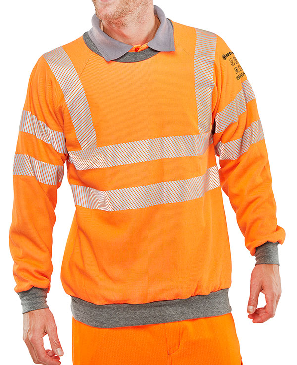Click Beeswift ARC Compliant Hi-Vis Rail Spec Sweatshirt, main product image