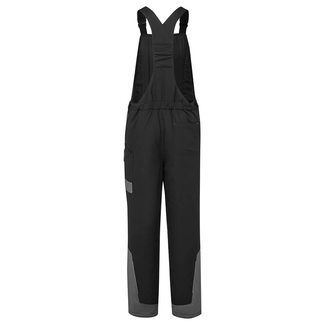Portwest CD112 WX1 Two Tone Cotton Bib and Brace in Black/Grey, back view