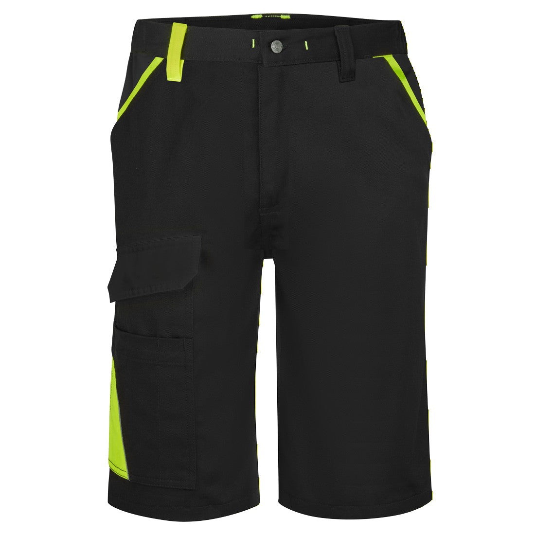 Portwest WX1 Two Tone Lightweight Cotton Shorts in Black/Yellow, image 2