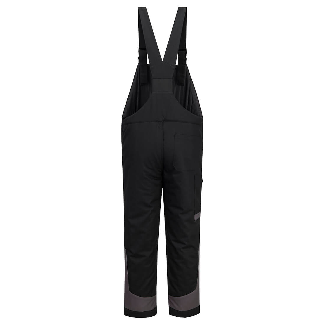 Portwest CD117 WX1 Two Tone Insulated Cotton Bib and Brace in Black/Grey, back view