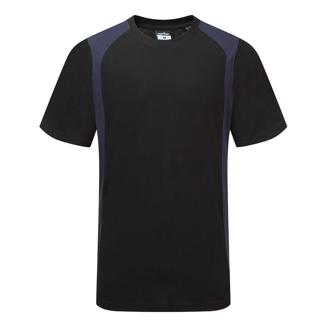 Portwest WX2 Lightweight Cotton T-Shirt S/S in Black/Navy, image 2